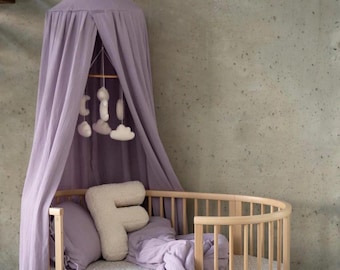 Lavender Bliss - Handmade Muslin Bed Canopy, Boho Kids Decor