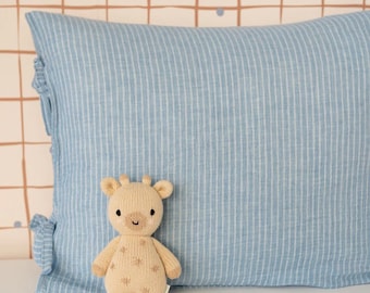 Sky Blue Stripes – Handmade Muslin Kids Bedding Set