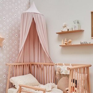 Dosel de cama de lino Crystal Rose - Decoración infantil bohemia
