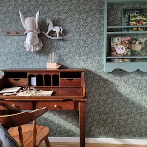 Grüne Berberbeeren Tapete - Vintage Tapete, florale Tapete, Wanddeko fürs Kinderzimmer