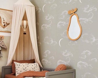 The Night Sky – Green Wallpaper: Moon and Stars Nursery Wall Decor