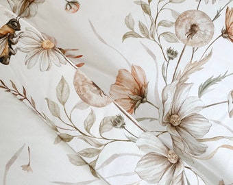 Gouden weide op wit - boxkleed (dooskleed), babyspeelmat, speelmat, bloemen babyspeelmat