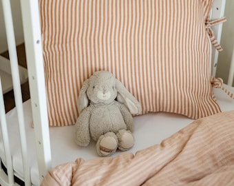 Beige Duo Stripes – Handmade Muslin Kids Bedding Set