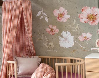 Handmade Cotton Bed Canopy - Rustic Gingham, Boho Kids Room Decor