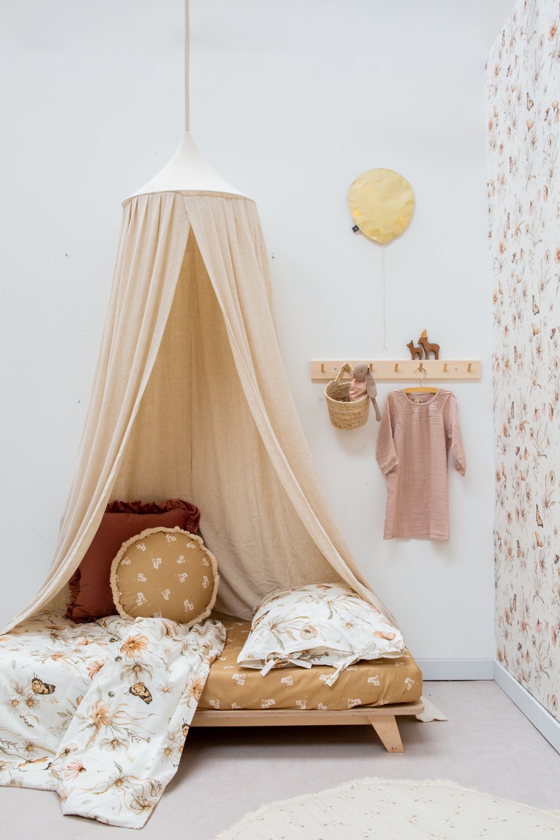 Gouden weide op wit behang middelgroot, aquarelbehang, kindermuurschildering, kinderbehang, zacht bloemenbehang, afbeelding 6
