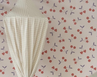 Handmade Muslin Bed Canopy - Sage Picnic Checked, Boho Kids Room Decor
