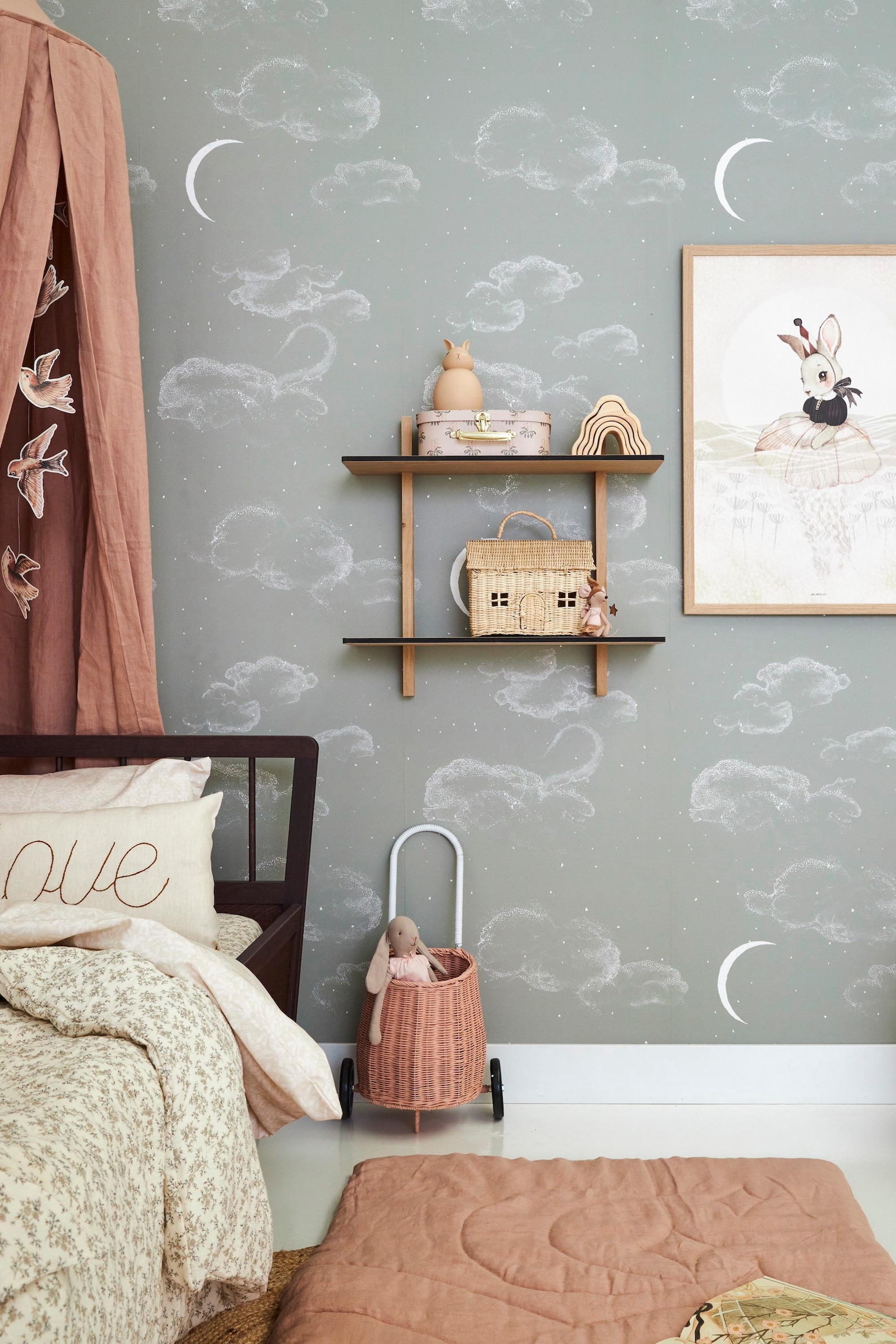 The Night Sky Green Wallpaper Etsy