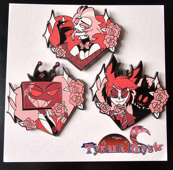 Hazbin Hotel Valentine Heart Enamel Pins - Etsy