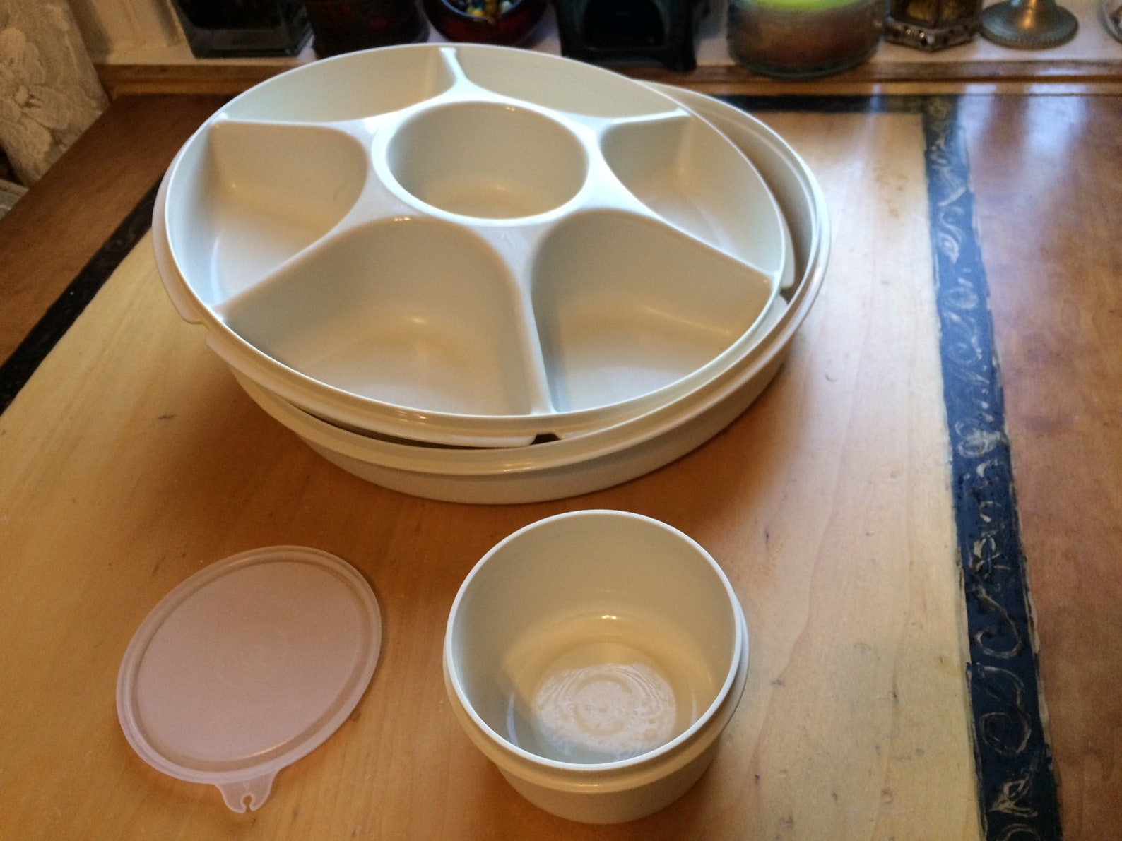Large Vintage Tupperware Snack Party Tray with Cover Almond Etsy