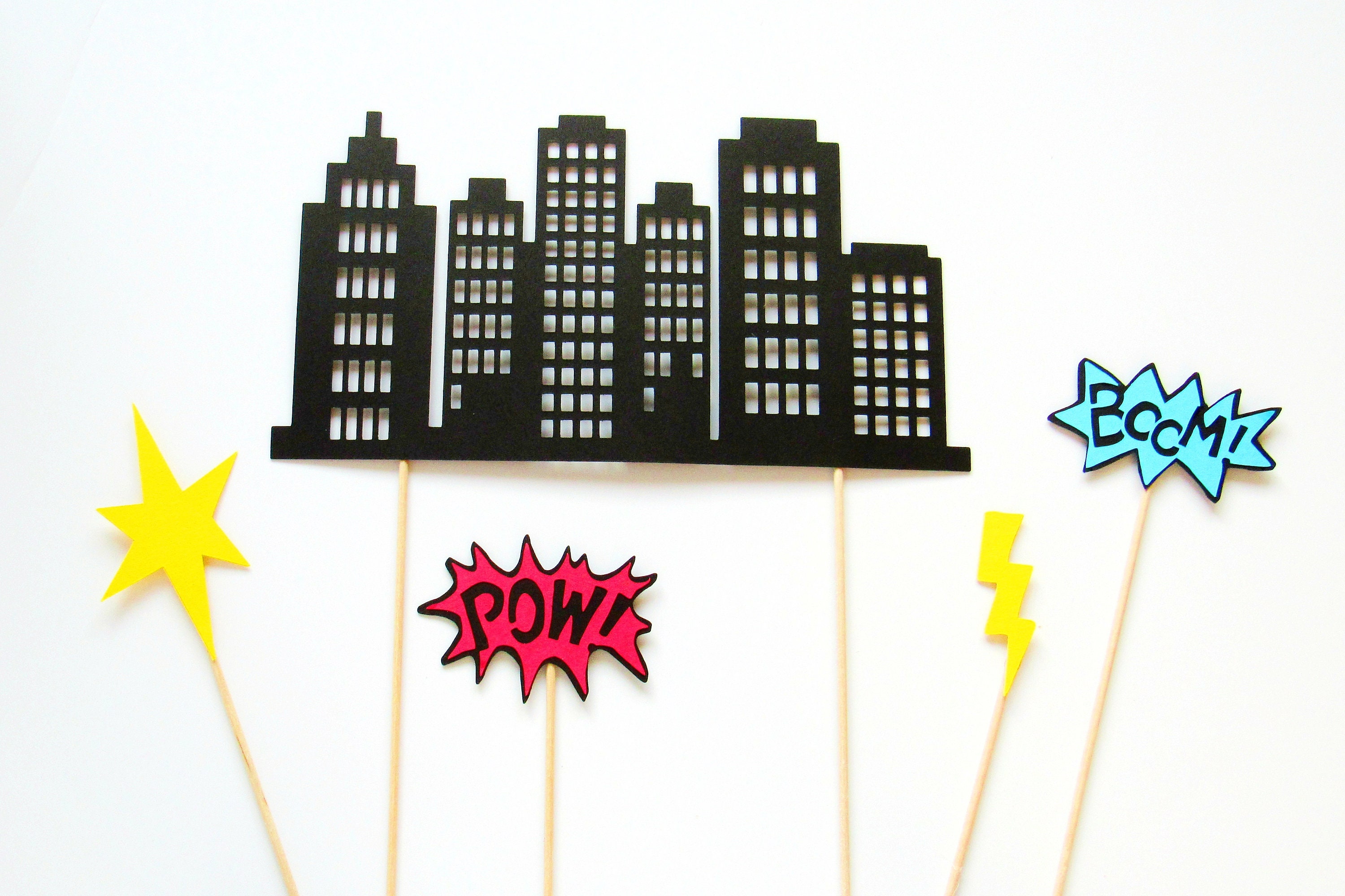 Superhero Cake Topper / Superhero Birthday Party Decorations / Etsy