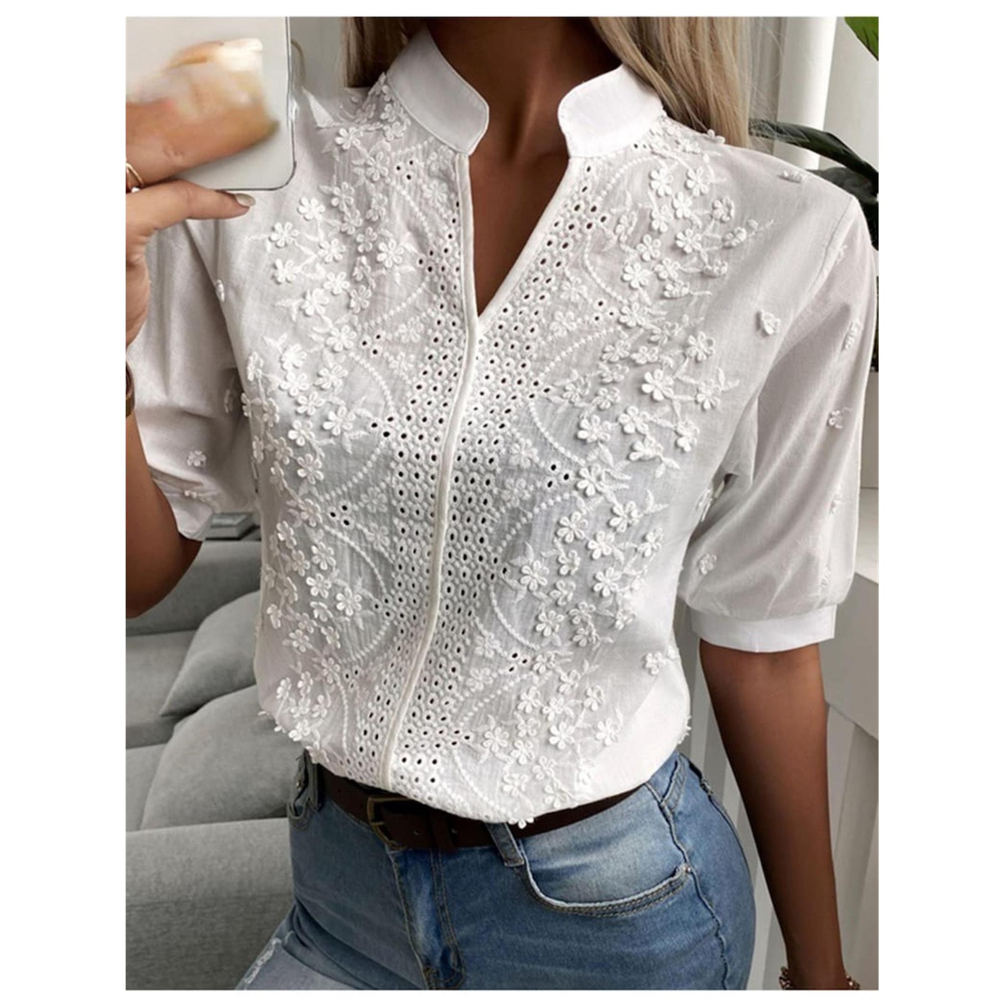V Neck Lace Blouse Etsy