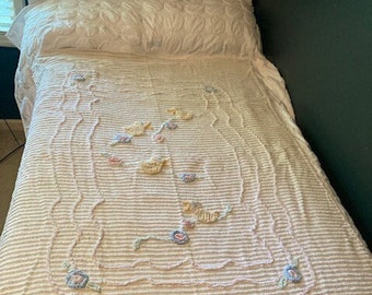 Vintage Chenille Crib Blanket-Duckies