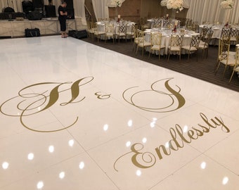 Bride & Groom Initials + Endlessly ~ Personalized Wedding Dance Floor Decal Sticker / Wedding Decor / Personalized Wedding / Wedding Sign