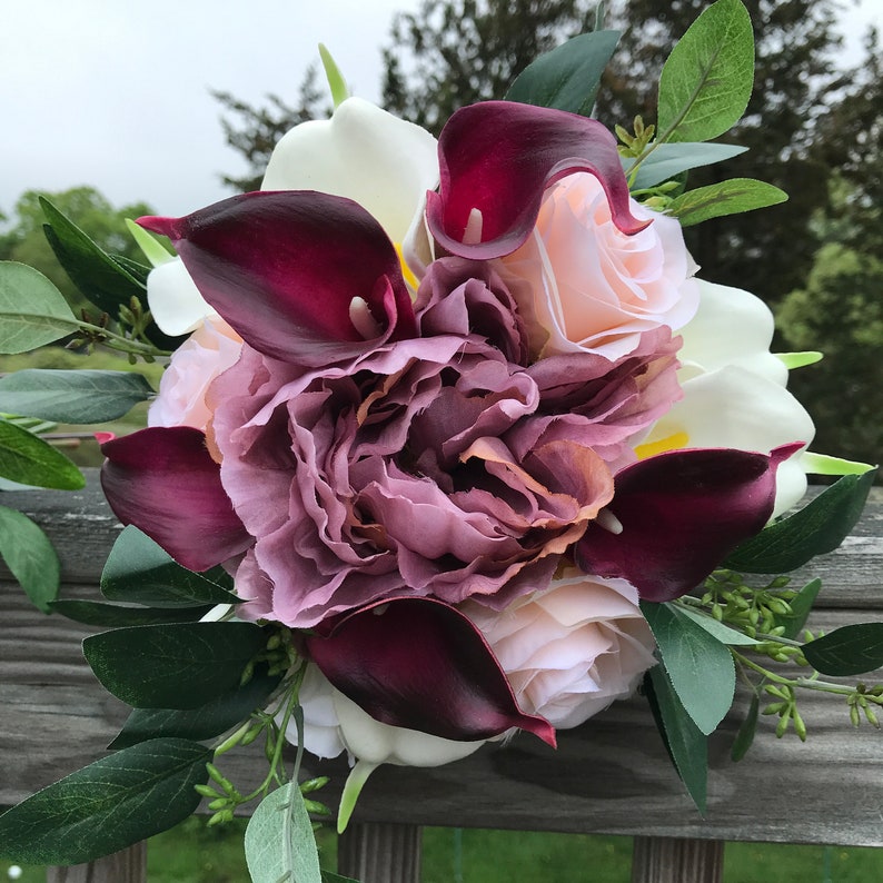 Custom Order Bridal Bouquet Plum/blush/ Mauve Bouquet Etsy