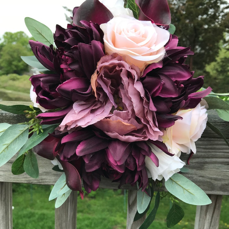 Custom Order Bridal Bouquet Plum/blush/ Mauve Bouquet Etsy