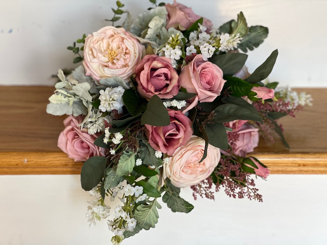 Silk/real-touch Mauve Dusty Rose Bouquet, Spring-summer-fall