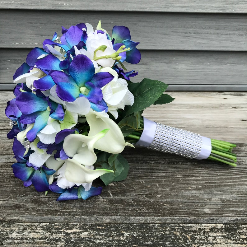 Calla Lily and Galaxy Orchid Wedding Bouquets Bridal | Etsy