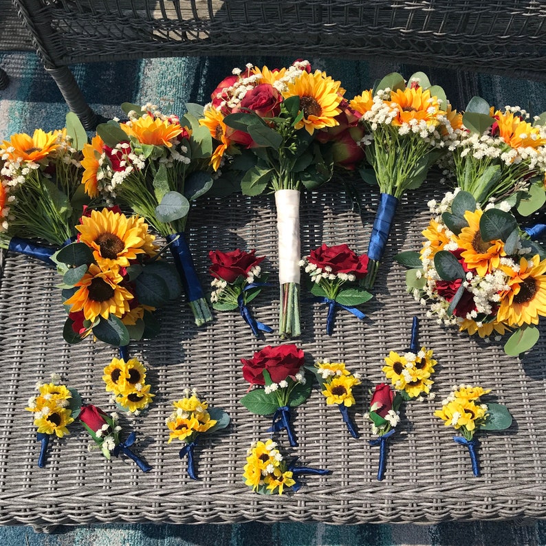 Sunflower Bouquet With Seeded Eucalyptus Bridal Bouquet With Etsy