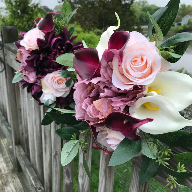 Custom Order Bridal Bouquet Plum/blush/ Mauve Bouquet Etsy