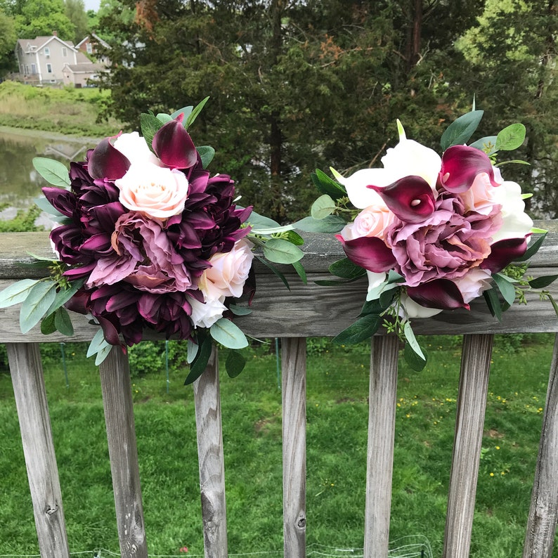 Custom Order Bridal Bouquet Plum/blush/ Mauve Bouquet Etsy
