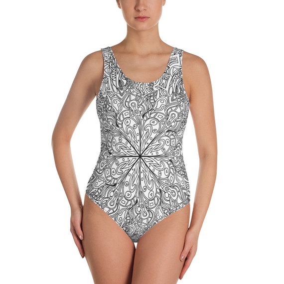 patterned one piece swimsuit