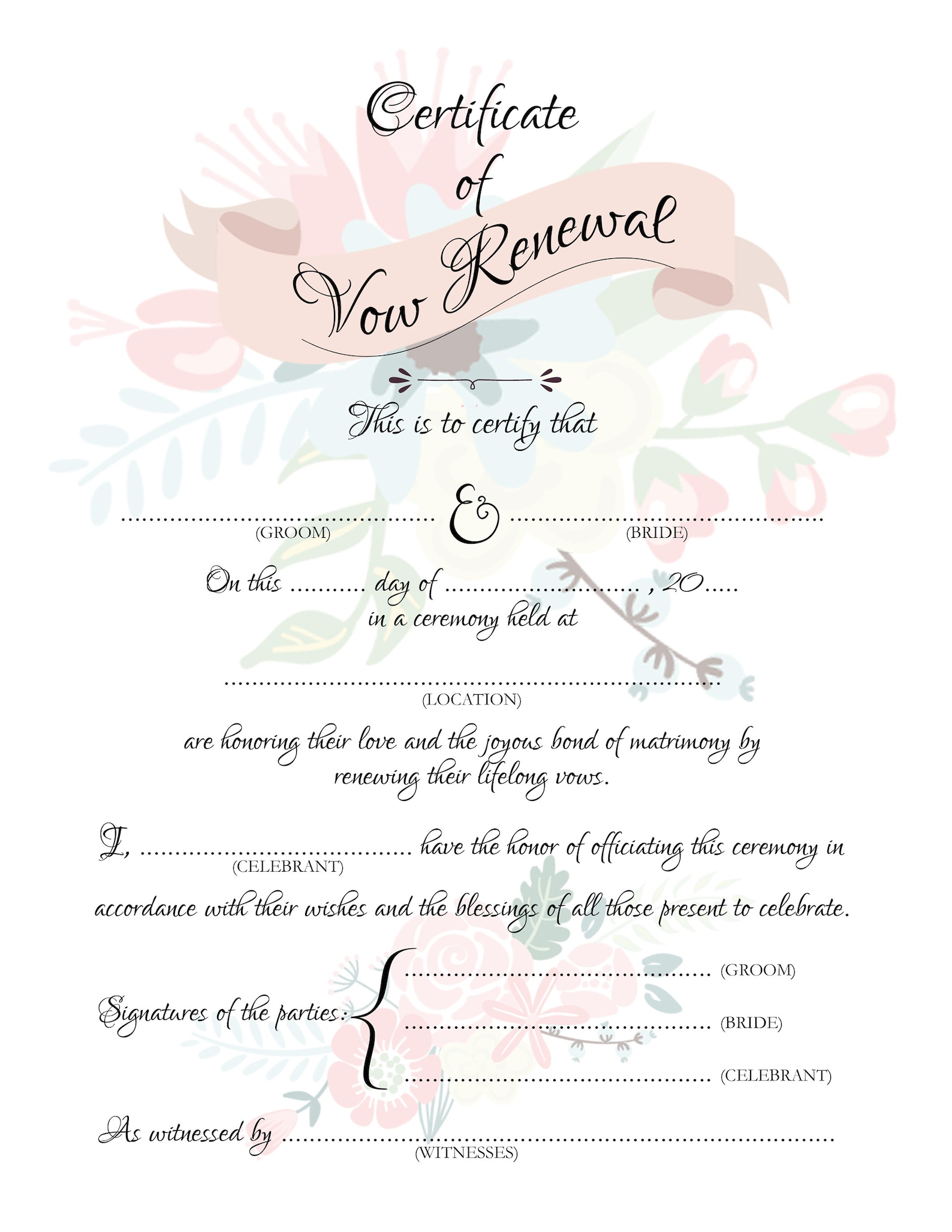 vow-renewal-certificate-stylish-wedding-certificate-a4-us-etsy-sweden