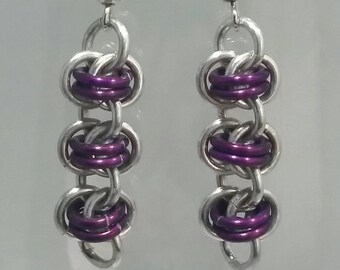 Barrel/Orbital Chainmaille Earrings, Aluminum