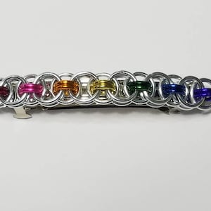 Rainbow Helm Chainmaille Hair Barrette, Clip