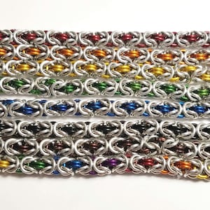 Byzantine Chainmaille bracelet, Silver and color choice