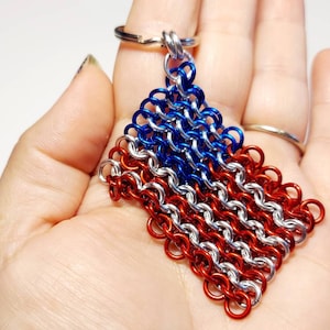 US Flag chainmaille keychain