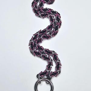 Chainmaille Byzantine Collar/Choker, Pink, Silver, and Black