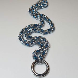 Chainmaille Byzantine Necklace/Collar/Choker, Silver/Blue