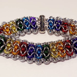 Rainbow Byzantine Ladder Chainmaille Bracelet