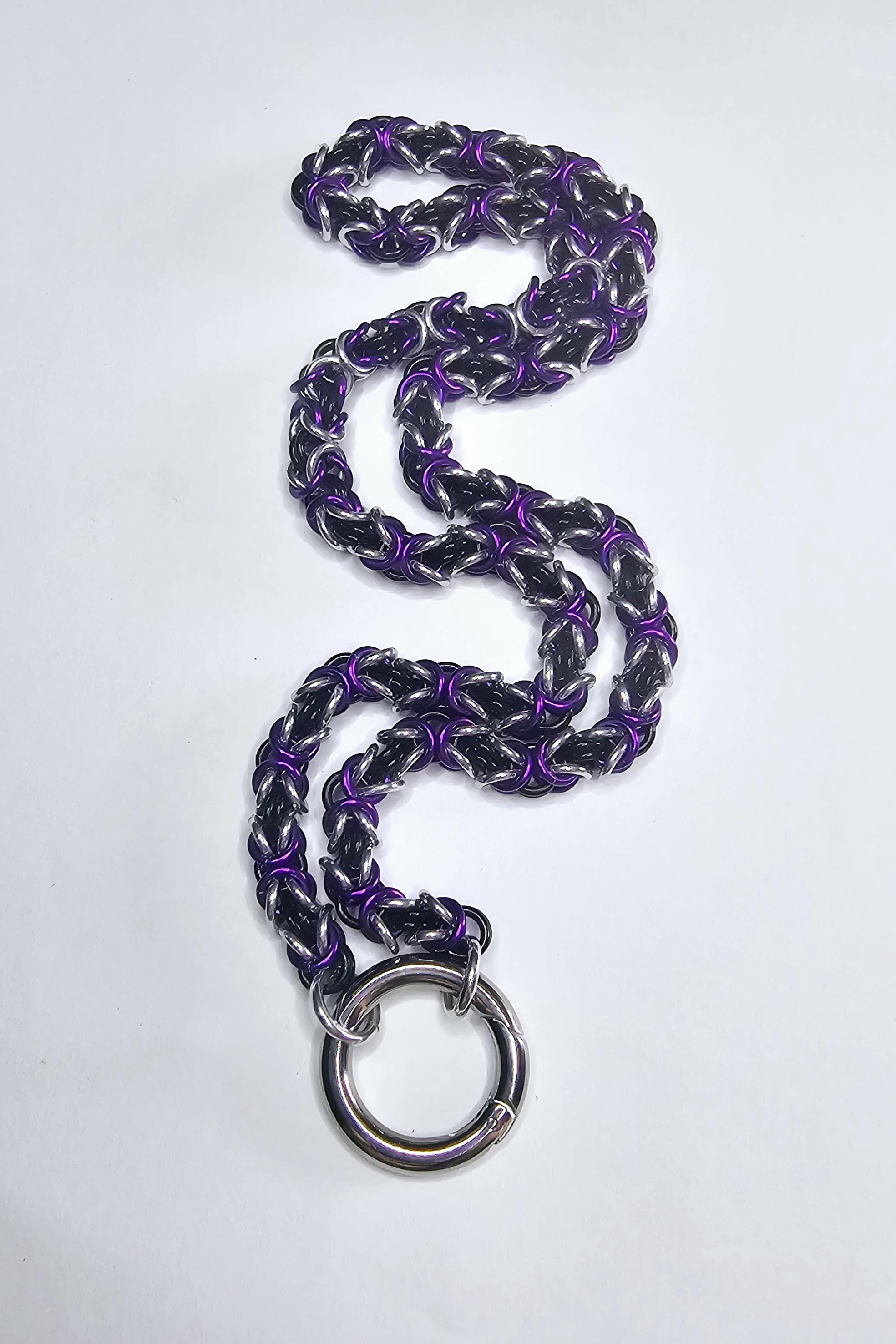 Chainmaille Byzantine Collar/Choker, Violet, Silver, and Black