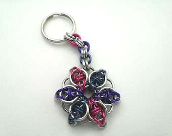 Celtic Star Chainmaille Keychain, multi colored