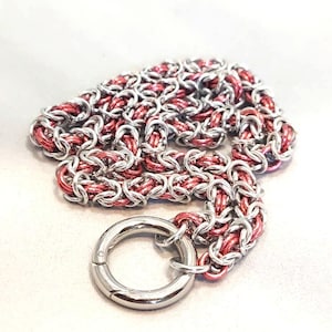 Chainmaille Byzantine Collar/Choker, Silver/Rose Pink