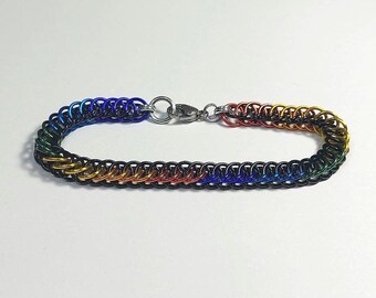 Rainbow Chainmaille Bracelet, Half Persian 4 in 1