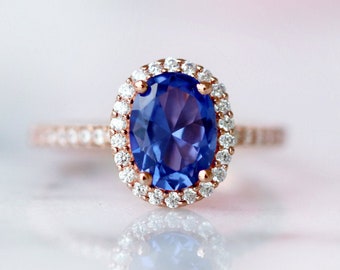 Vintage Tanzanite ring 14k solid gold Tanzanite ring Promise ring Gift for her Dainty Rose gold ring valentine/'s day gift ring
