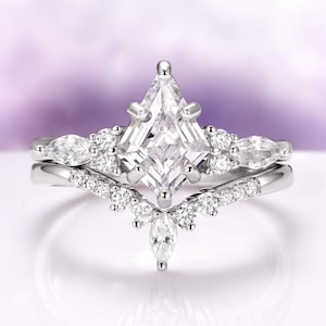 Simulated Diamond Engagement Ring Set Kite Cut Skye Kite® Sterling Silver Bridal Stack