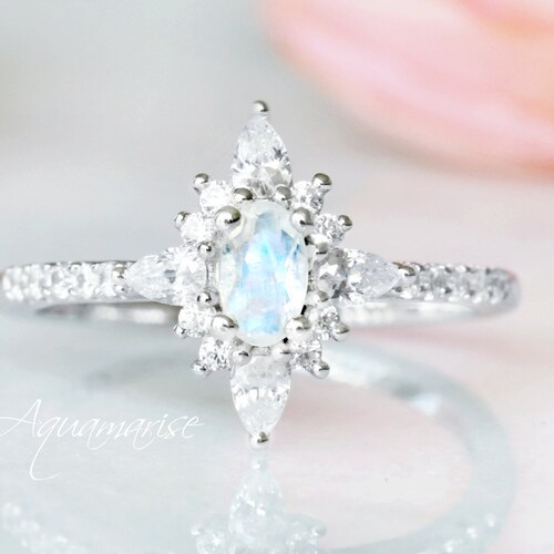 Starburst Moonstone Ring Sterling 