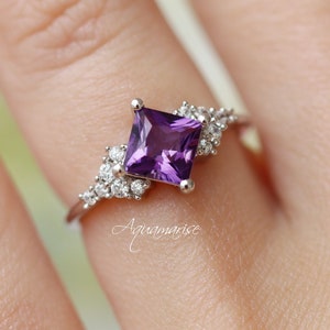 Amethyst princess cut ring deals