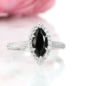 Bridesmaids Gifts Black Spinel Ring 5mm Gemstone Promise Ring Engagement Ring Polished Sterling Silver Ring Black Diamond Alternative