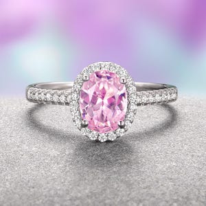 Pink Tourmaline Ring in Sterling Silver- Engagement Ring For Women- Promise Ring Pink Gemstone October Birthstone- Anniversary Gift For Her