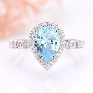Aquamarine teardrop deals ring