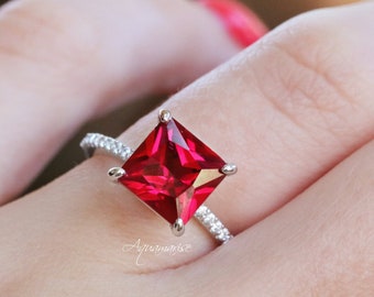 Square cut ruby ring deals
