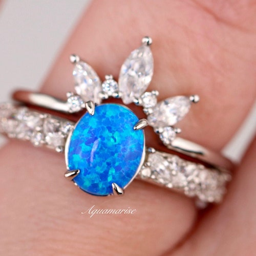 blue opal engagement ring