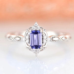 Details about   14k White Gold Over Tanzanite Square & Sim Dia Womens Engagement Ring 925 Silver 