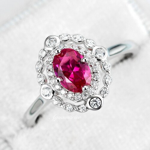 Vintage Ruby Ring 925 Sterling Silver Ring Genuine Ruby - Etsy