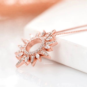 Starburst Diamond Necklace- 14K Rose Gold Vermeil North Star Necklace- Dainty Sparkly Diamond Necklace- Anniversary Gift- Birthday Gift