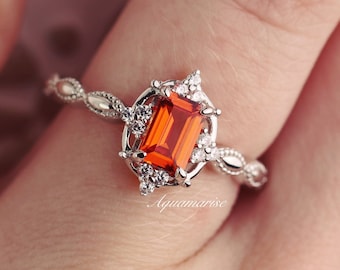 Details about   Orange Sapphire Gemstone Jewelry 925 Sterling Silver Yellow Color Ring